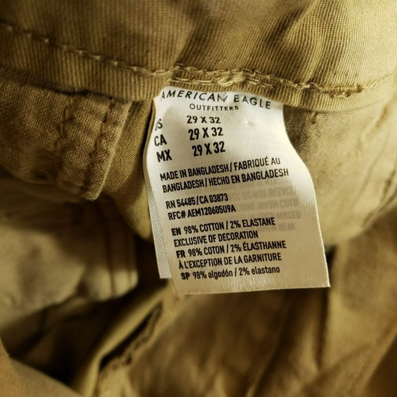 American Eagle Chino Slim Pants Men's Size 29/32 Tan Flex - Picture 8 of 11